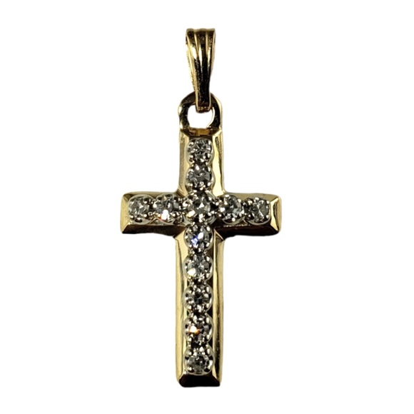 Vintage 14 Karat Yellow Gold Diamond Cross Pendant #13562 - Picture 1 of 5